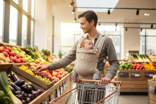 Père avec son porte bébé 